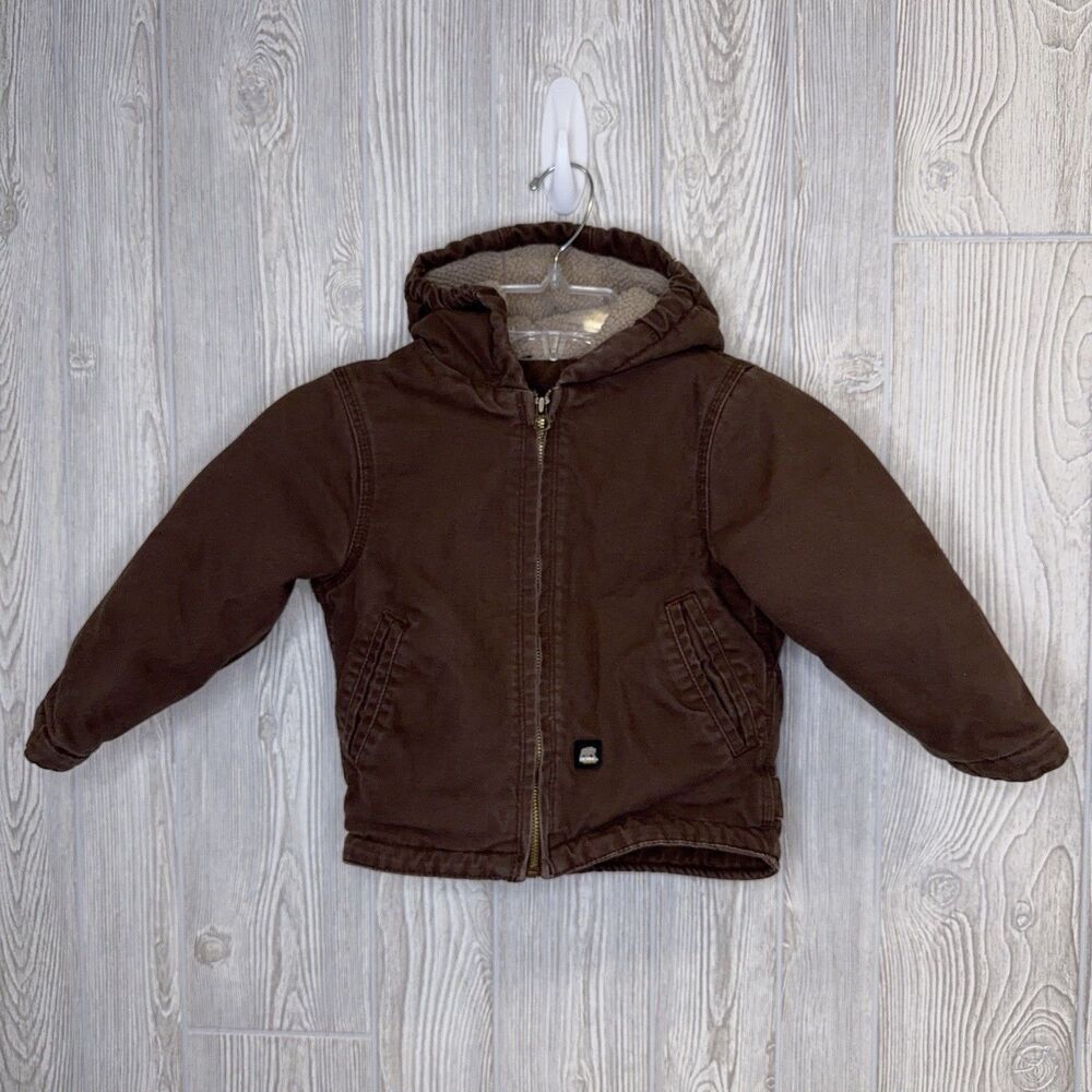 Berne Toddler Hooded Jacket Coat Sherpa Lined Canvas 3T Brown Chore Barn Farm